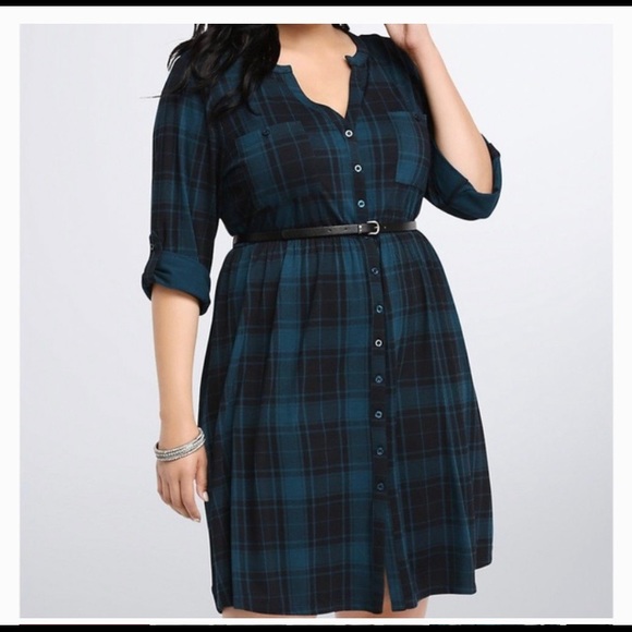 Torrid Dresses & Skirts - Torrid Plaid Print Button Shirt Dress